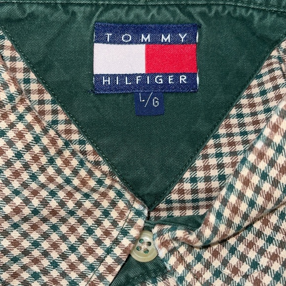 Tommy Hilfiger Gingham Print Button Down Long Sleeve Shirt Size Large - Picture 12 of 13